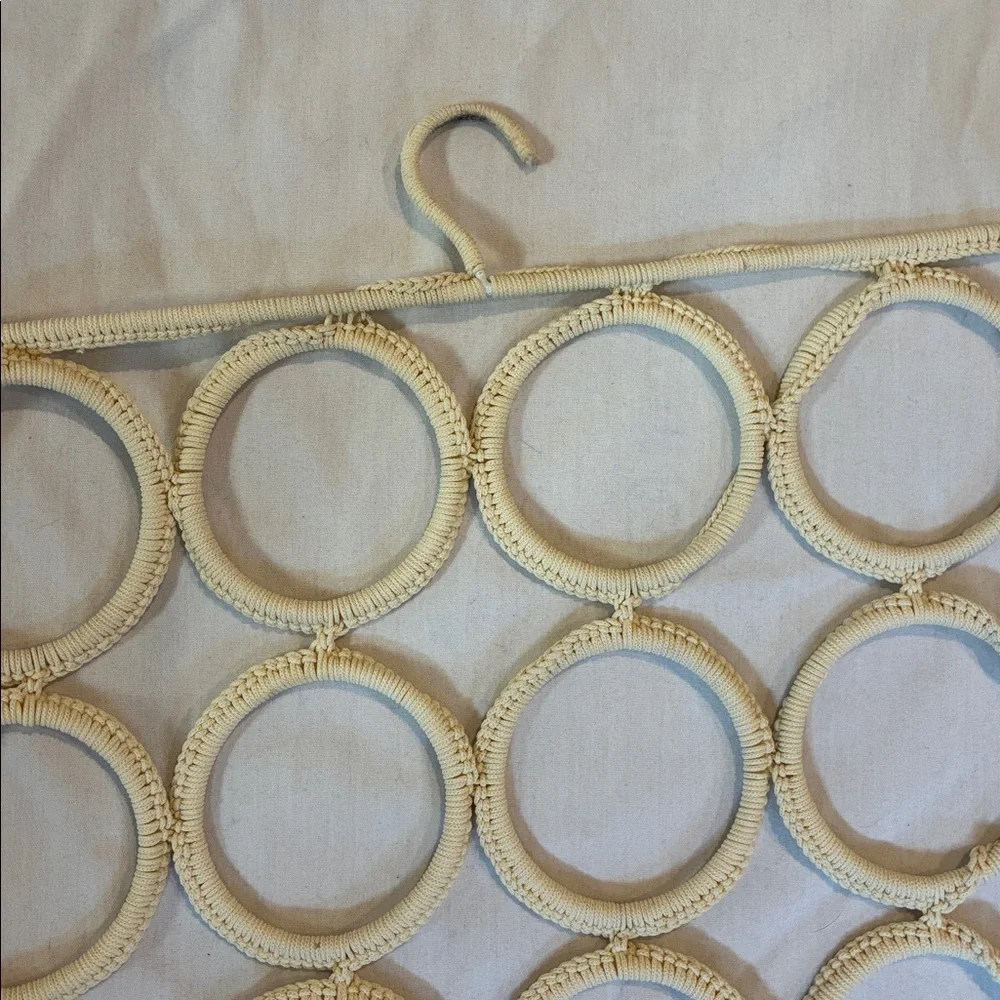Hanging Scarf Organizer W/ 28 Holes for 28 Scarves or Necklaces or Ties Cream